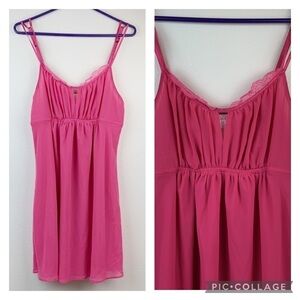 Oscar de la Renta double chiffon pink retro empire waist baby doll nightie EUC